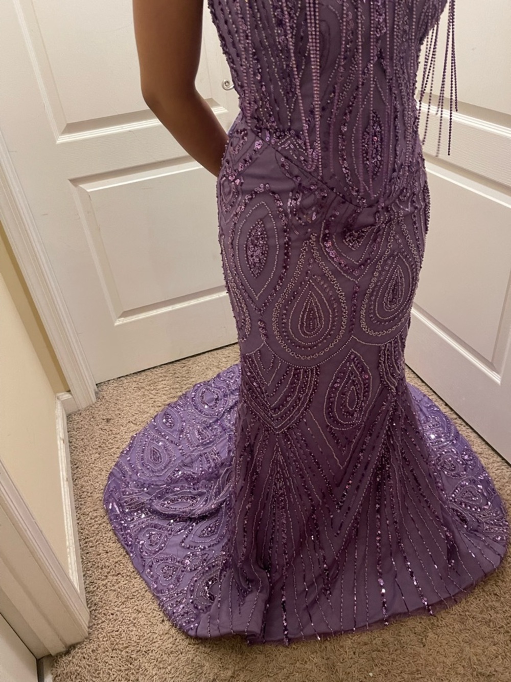 NEW Purple Beaded Corset Prom Dress - Picture 11 of 12